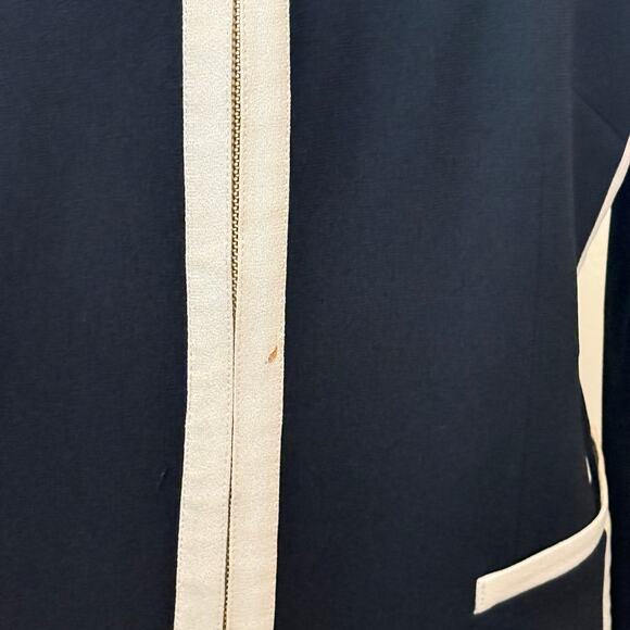 Nygard Blazer Zip-Front Contrast Jacket Sz 10 White Trim Business Office Siren - Picture 6 of 8